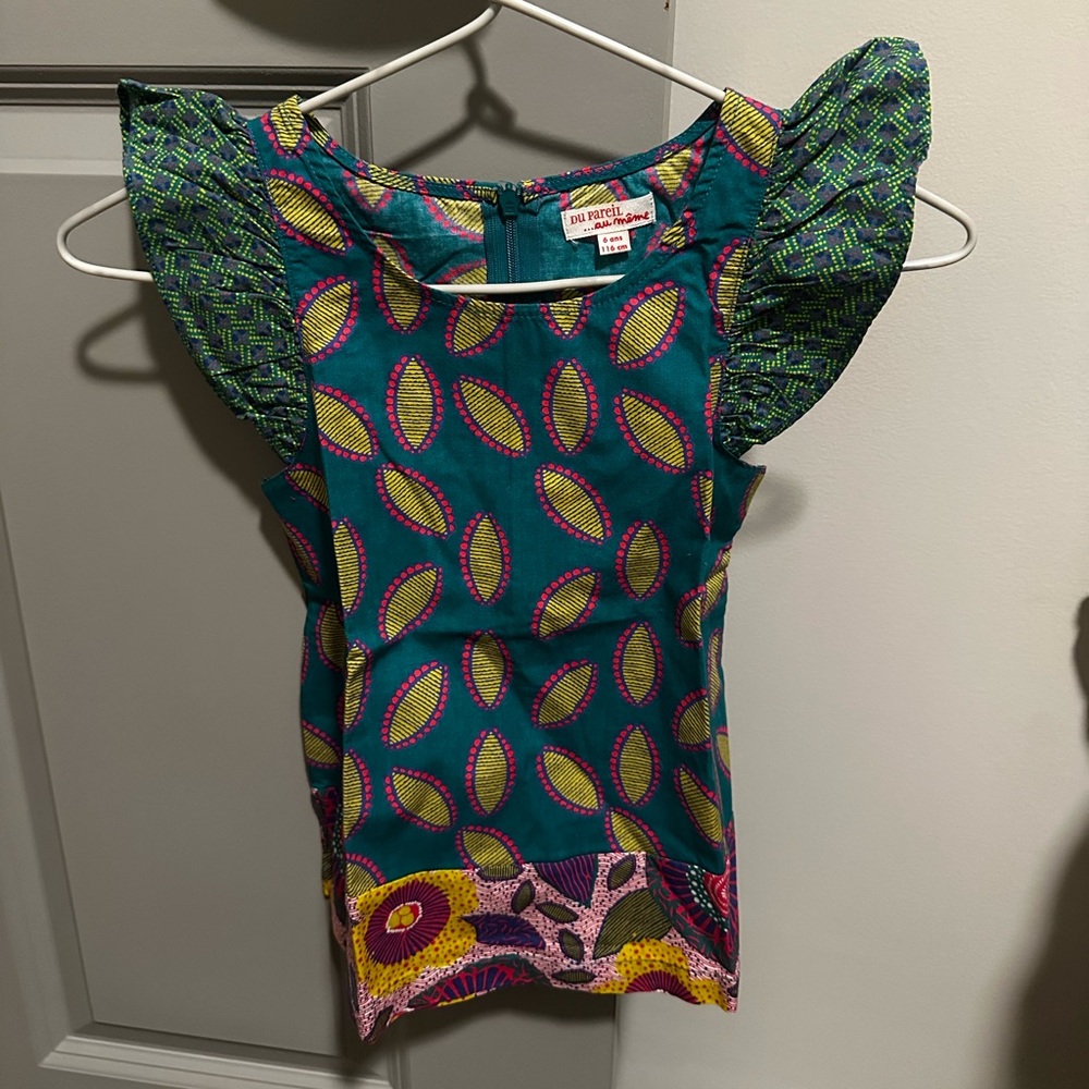 Du Pareil au Même Yellow Leaf-Print Sleeve Dress for girls - Size: 6 years
